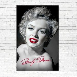 Marilyn Monroe B&W Red Lips Art Poster 11x17 w/ free print 11x8.5